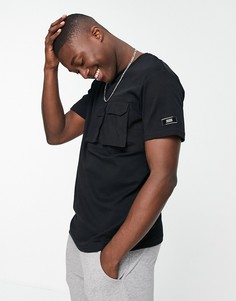 Черная oversized-футболка с карманами в утилитарном стиле Jack & Jones Core-Черный цвет