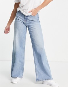 Голубые джинсы с широкими штанинами из органического хлопка Selected Femme Laura-Голубой