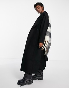 Пальто черного цвета из переработанной шерсти с поясом Weekday Kia-Черный цвет