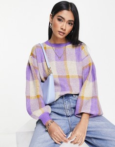 Фиолетовый джемпер в клетку с пышными рукавами Vero Moda-Разноцветный