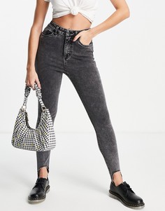 Черные джегинсы со штрипками Object-Черный цвет