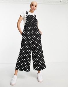 Комбинезон из саржи с черно-белым принтом в горошек ASOS DESIGN-Разноцветный