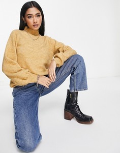 Светло-коричневый джемпер с пышными рукавами Vero Moda-Коричневый цвет