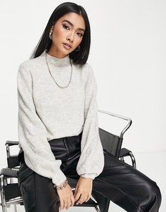 Светло-серый джемпер с пышными рукавами Vero Moda