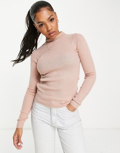 Пыльно-розовый джемпер с высоким воротом Brave Soul-Розовый цвет