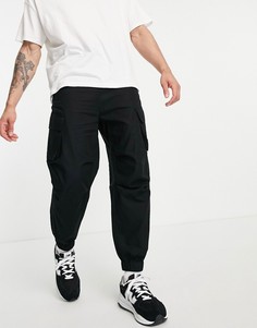 Черные суженные книзу брюки карго ASOS DESIGN-Черный цвет