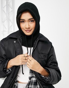 Вязаная балаклава черного цвета Topshop-Черный цвет
