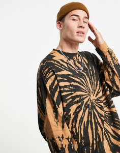Oversized-футболка черного и коричневого цвета с принтом тай-дай ASOS DESIGN-Коричневый цвет