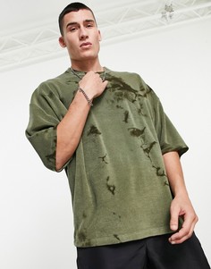 Зеленая oversized-футболка из махровой ткани с принтом тай-дай ASOS DESIGN-Зеленый цвет