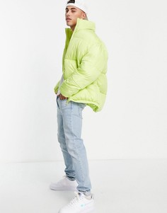 Желтый пуховик из переработанных материалов Topman