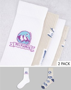 Набор из 2 пар спортивных носков с лыжным принтом ASOS DESIGN-Разноцветный