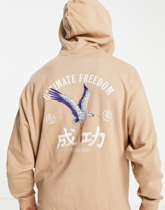 Бежевый oversized-худи с вышивкой птицы на спине ASOS DESIGN-Светло-бежевый цвет