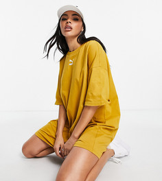 Платье-футболка охрового цвета Puma essentials-Коричневый цвет