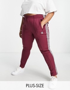 Малиновые спортивные штаны с тремя полосками adidas Originals Plus adicolor-Розовый цвет
