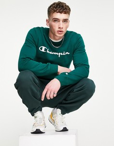 Зеленый свитшот с логотипом Champion-Зеленый цвет