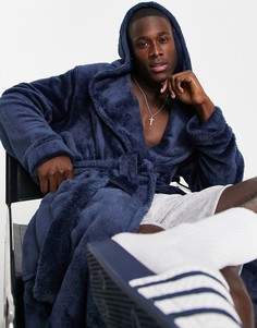 Темно-синий флисовый халат для дома ASOS DESIGN