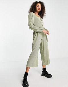 Комбинезон из фактурной ткани в мелкую клетку на пуговицах ASOS DESIGN-Разноцветный