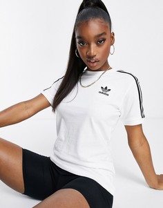 Белая футболка с тремя полосками adidas Originals adicolour-Белый