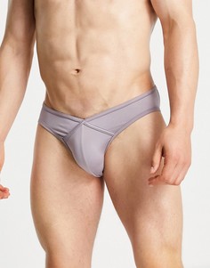 Серые трусы из микрофибры с перекрестной отделкой ASOS DESIGN-Серый