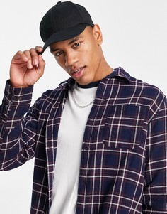 Темно-синяя рубашка в клетку с длинными рукавами Jack & Jones-Темно-синий