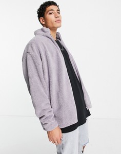 Серая спортивная куртка в стиле oversized из плюшевого искусственного меха ASOS DESIGN-Серый