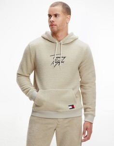 Худи из искусственного меха для дома с надписью-логотипом Tommy Hilfiger-Светло-бежевый цвет