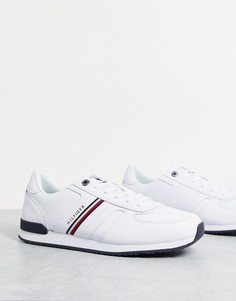 Белые кожаные кроссовки c полосками Tommy Hilfiger-Белый