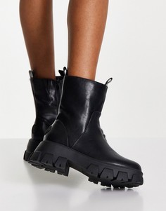 Черные прорезиненные ботинки на массивной рельефной подошве River Island-Черный цвет