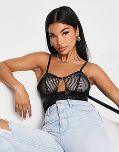 Черное сетчатое боди в корсетном стиле Missguided-Черный цвет