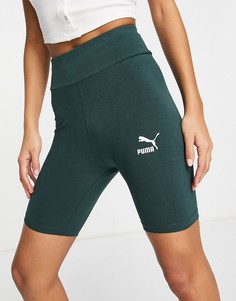 Темно-зеленые шорты-леггинсы с маленьким логотипом Puma-Зеленый цвет