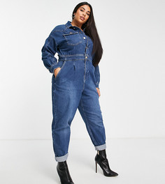 Светло-синий джинсовый комбинезон River Island Plus-Голубой