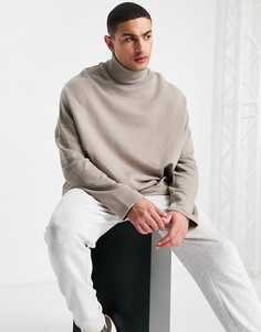 Очень свободный зеленый свитшот в стиле oversized с воротником-стойкой от комплекта ASOS DESIGN-Светло-бежевый цвет
