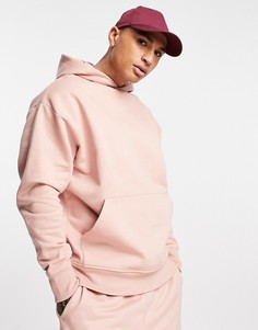 Oversized-худи из плотного материала розового цвета из органического хлопка от комплекта ASOS DESIGN-Розовый цвет