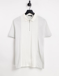 Бежевая футболка-поло в стиле колор блок из вафельной ткани ASOS DESIGN-Светло-бежевый цвет