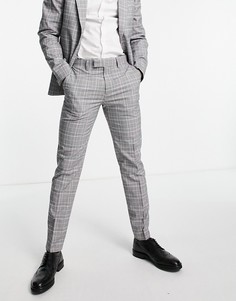 Серые узкие брюки в клетку Topman-Серый