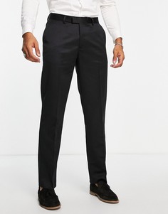 Прямые черные сатиновые брюки Topman-Черный цвет