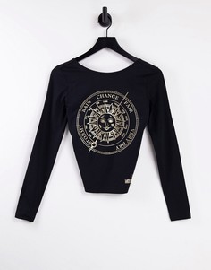 Черный трикотажный топ с фирменным принтом в виде солнца Love Moschino-Черный цвет
