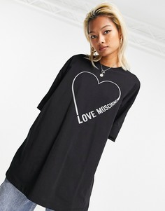 Черная футболка с сердцем и логотипом Love Moschino-Черный