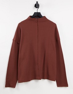 Коричневая oversized-водолазка из вафельного трикотажа ASOS DESIGN-Коричневый цвет