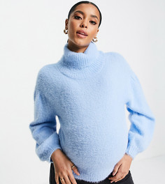 Свободный джемпер с закатанным воротником Wednesdays Girl Maternity-Голубой