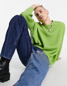 Шалфейно-зеленый oversized-джемпер крупной вязки ASOS DESIGN-Зеленый цвет