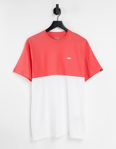 Бело-коралловая футболка в стиле колор блок Vans-Розовый цвет