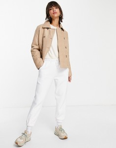 Бежевая стеганая двубортная куртка укороченного кроя Fashion Union-Светло-бежевый цвет