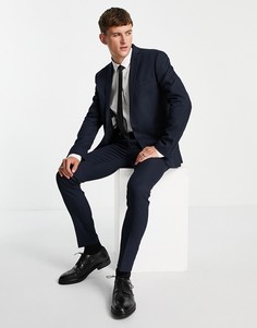 Супероблегающие фактурные брюки темно-синего цвета Topman-Темно-синий