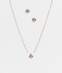 Подарочный набор золотисто-розового цвета: серьги и ожерелье с блестящей подвеской-пуговицей Ted Baker Emillia-Золотистый