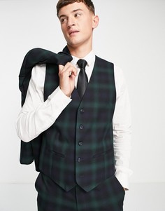 Жилет в клетку Topman Blackwatch-Темно-синий