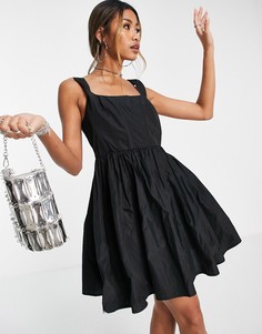 Черное платье мини из тафты Topshop-Черный цвет