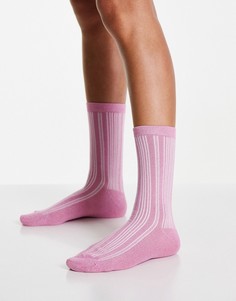 Розовые носки в полоску с блестками Selected Femme-Розовый цвет
