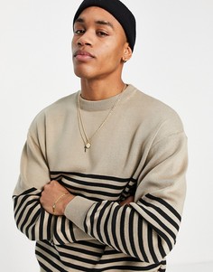 Коричневый трикотажный oversized-джемпер River Island-Коричневый цвет