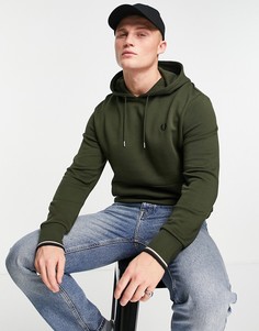 Зеленый худи без застежки с окантовкой Fred Perry-Зеленый цвет
